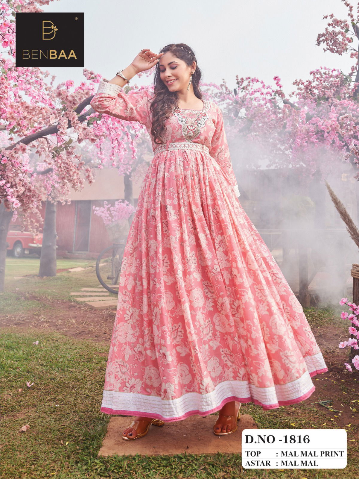 Blossoming Benbaa Designe Size Set Wholesale Anarkali Kurtis Catalog